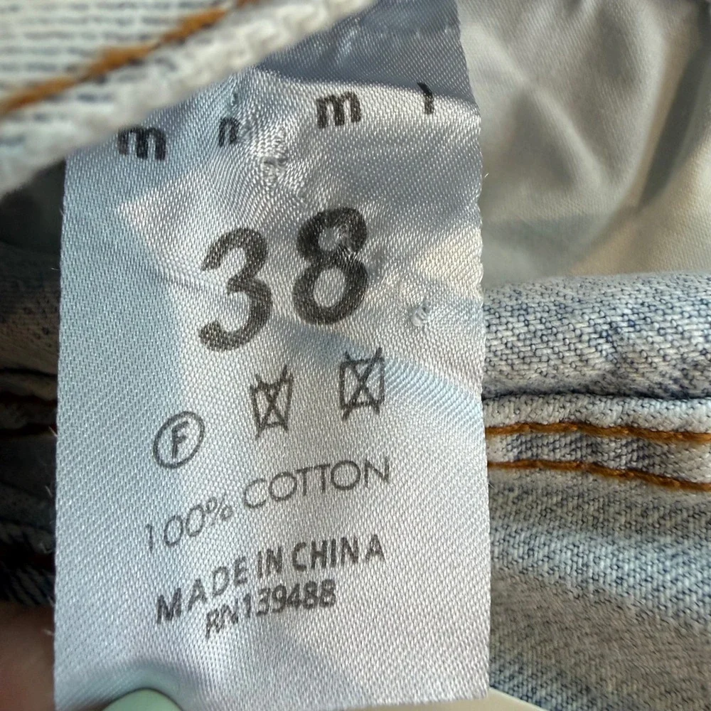 MNML M510 O Ring Denim Light Blue‎ Zipper Flare Jeans Mens 38 NWT